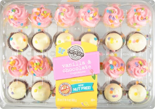 Two-Bite Spring Vanilla & Chocolate Cupcakes 24 Count Perspective: front