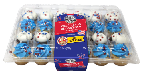 Two-Bite Patriotic Vanilla & Chocolate Mini Cupcakes Perspective: front