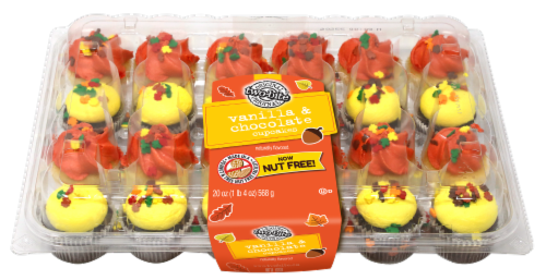 Two-Bite Autumn Vanilla & Chocolate Cupcakes 24 Count Perspective: front