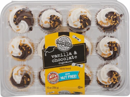 Two-Bite Graduation Vanilla & Chocolate Cupcakes Perspective: front