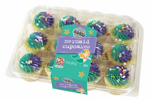 Two-Bite Vanilla Mermaid Cupcakes Perspective: front
