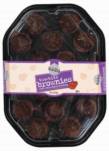 Two-Bite Brownies With Chocolatey Frosting Perspective: front