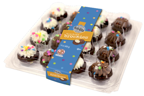 Two-Bite White Frosting & Sprinkles Brownies Perspective: front