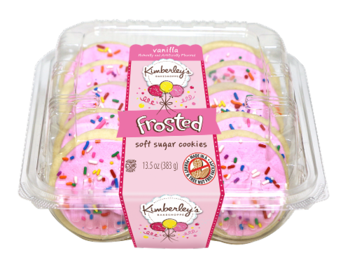 Kimberley's Bakeshoppe Vanilla Pink Frosted Soft Sugar Cookies Perspective: front