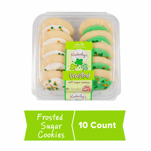 Kimberley's Bakeshoppe Vanilla Frosted Cookies - White & Green Perspective: front
