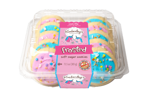 Kimberley's Bakeshoppe Vanilla Frosted Unicorn Soft Sugar Cookies Perspective: front