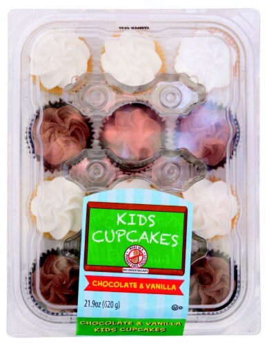 Kids Cupcakes Iced Chocolate & Vanilla Cupcakes Perspective: front