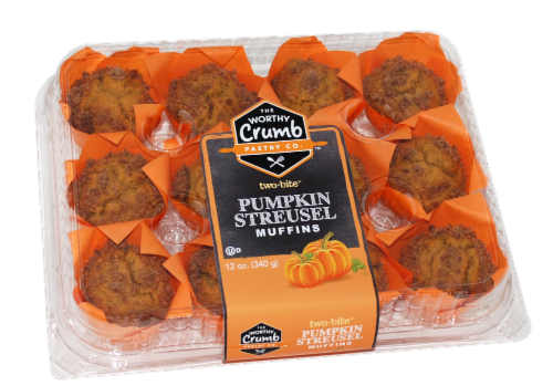The Worthy Crumb Pastry Co.™ Mini Pumpkin Streusel Muffins Perspective: front