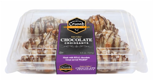 The Worthy Crumb Pastry Co. Two-Bite Chocolate Croissants Perspective: front
