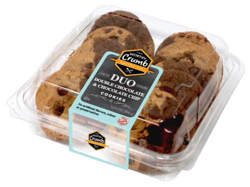 The Worthy Crumb™ Double Chocolate & Chocolate Chip Duo Cookies Perspective: front