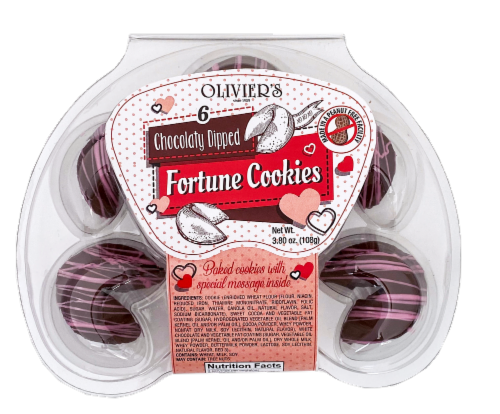 Olivier's Chocolaty Pink Drizzle Fortune Cookies Perspective: front