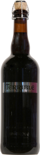 Unibroue Terrible Ale Beer Single Bottle Perspective: front