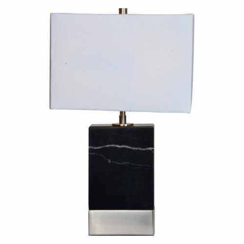 Renwil Heme Table Lamp in Black and Satin Nickel Finish Perspective: front