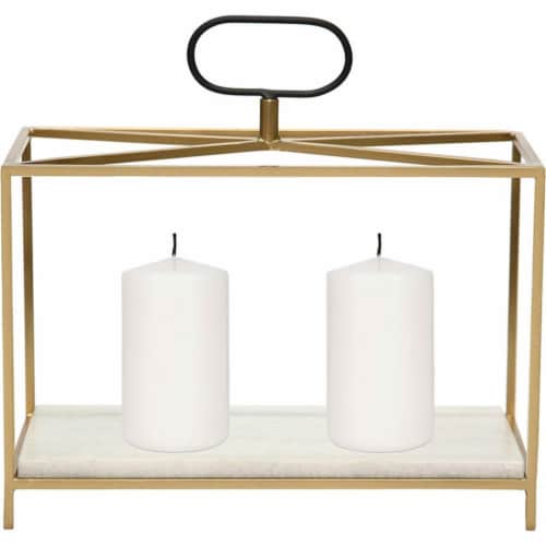 Renwil Flye Candle Holder in Gold and White Perspective: front