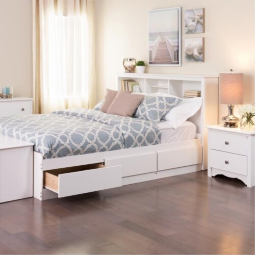 Prepac monterey full platform storage bed in white deals
