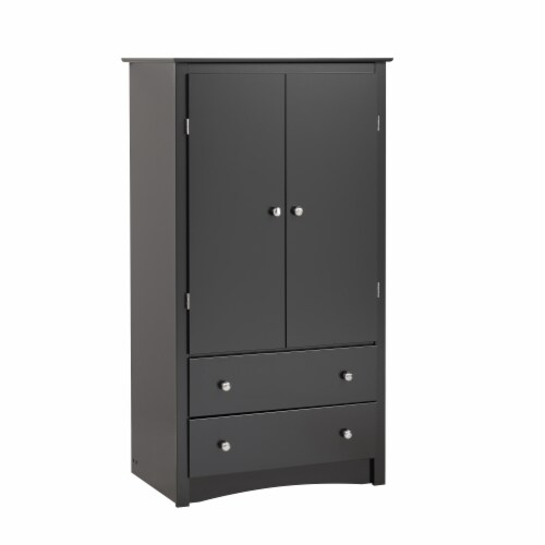 Prepac Sonoma Black Wardrobe Armoire Perspective: front