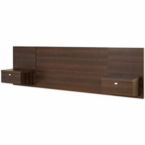Prepac Series 9 Wooden King Floating Headboard with Nightstands in