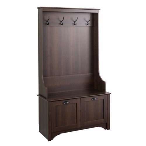 Prepac Wide Hall Tree with Shaker Doors in Espresso Perspective: front