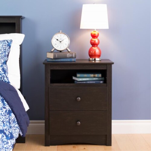 Prepac black sonoma cheap 2 drawer nightstand