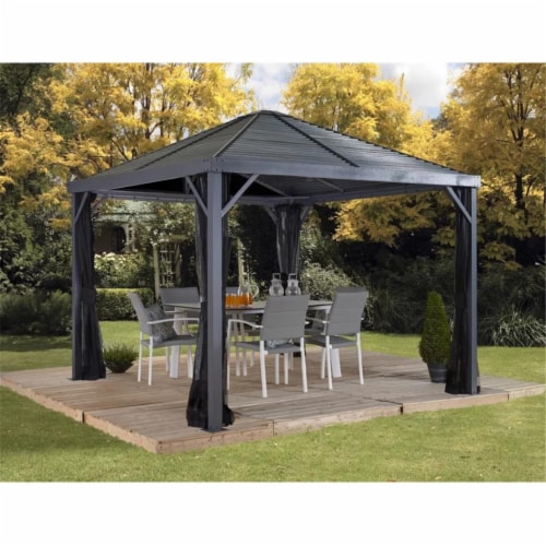 Sojag 500-9162844 8 x 8 ft. Sanibel II No.93LLL Gazebo Steel Roof Perspective: front