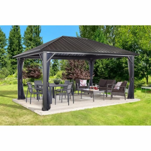 Sojag 500-9165067 12 x 12 ft. Genova II No.53 Gazebo Steel Roof Perspective: front