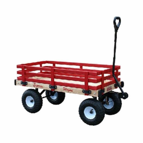 Millside Industries MDW 16 in. x 34 in. Classic All Wood Express Wagon with 4 in. x 10 in. Ti Perspective: front