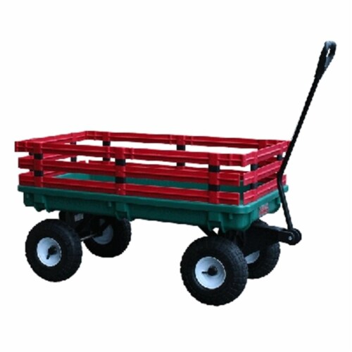 Millside Industries 04220 20 in. x 38 in. Plastic Deck Wagon with 4 in. x 10 in. Tires - Gree Perspective: front