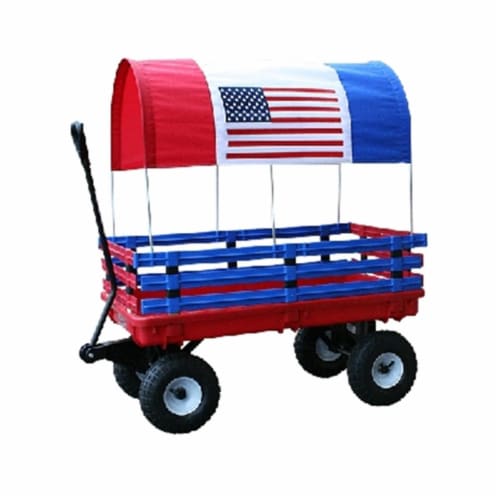 Millside Industries 03550-6 20 in. x 38 in. Red Plastic Deck Wagon with 4 in. x 10 in. Tires Perspective: front