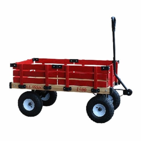Millside Industries 1500-513 20 in. x 38 in. Wooden Wagon with 5 in. x 13 in. Tires Perspective: front