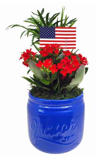 Old Glory Patriotic Mason Jar Garden Perspective: front