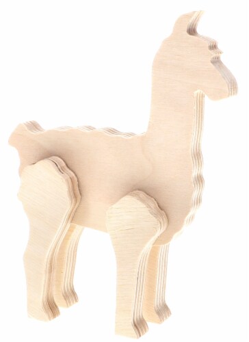 Multicraft Wood Standing Animal Llama Perspective: front