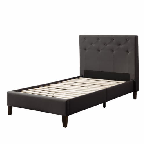 CorLiving Nova Ridge Tufted Upholstered Bed Twin Single dark grey