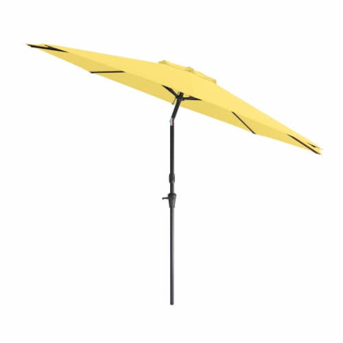 UV and Wind Resistant Tilting Patio Umbrella in Yellow - CorLiving Perspective: front