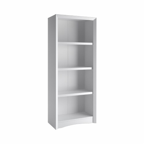 CorLiving Quadra 59 Tall 4 Shelf Bookcase in White Faux Woodgrain Perspective: front