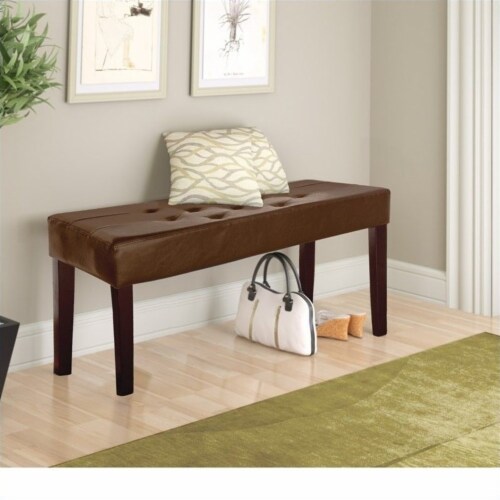 CorLiving Fresno Faux Leather Bench in Brown 1 Harris Teeter