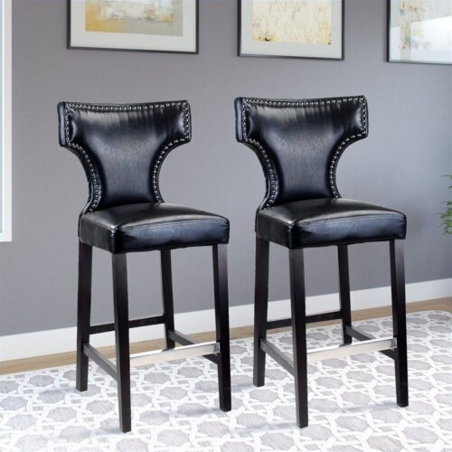 CorLiving Kings 29 Barstool in Studded Black Bonded Leather 1 QFC