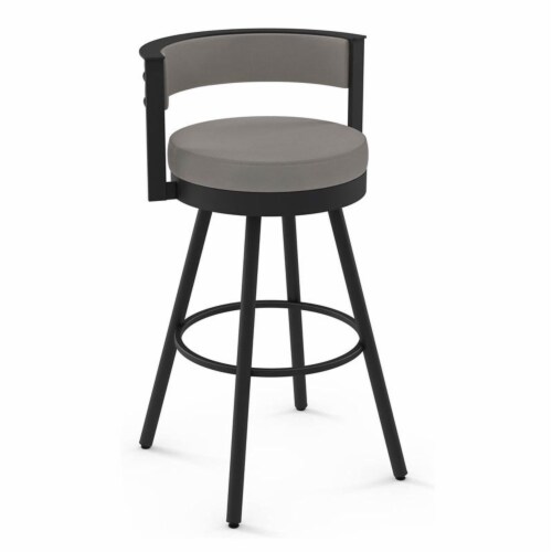 Amisco Eller 27  Faux Leather Swivel Counter Stool in Taupe Gray/Black Perspective: front
