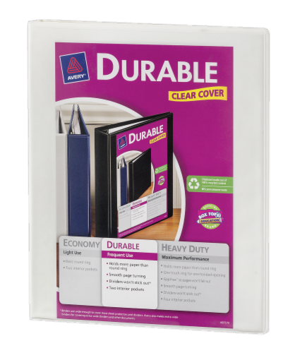 Avery Durable Clear Cover 0.5 Inch Binder - White Perspective: front