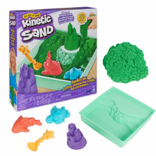 Kinetic Sand™ Green Sand & Molds Sandbox Set Perspective: front