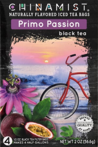 China Mist Primo Passion Naturally Flavored Iced Black Tea Bags Perspective: front