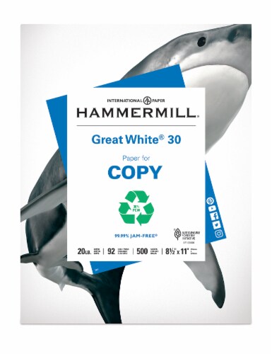 Hammermill Great White 30 Copy Paper - 500 pk - White Perspective: front