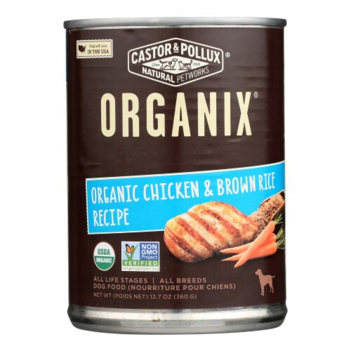 Castor & Pollux Organix Organic Chicken & Brown Rice Wet Dog Food Perspective: front