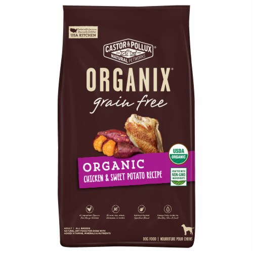 Castor & Pollux Organic Grain Free Chickena and Sweet Potato Dog Food Perspective: front