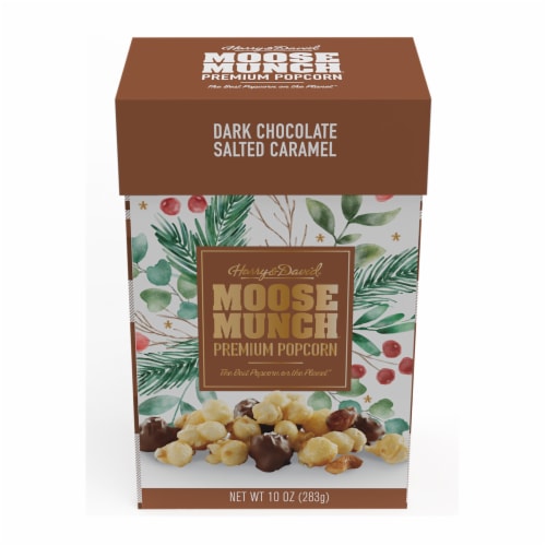 Harry & David Holiday Dark Chocolate Salted Caramel Moose Munch Perspective: front