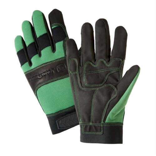 John Deere Leather Spandex Hi Dexterity Work Gloves Black Green Extra Large Case of 1 Baker s