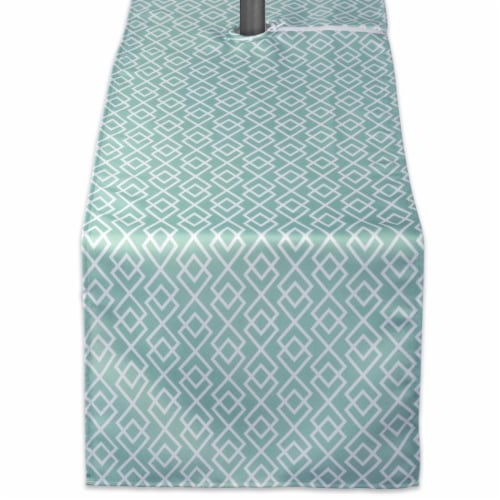 14 x 108 in. Aqua Diamond Outdoor Table Runner with Zipper Perspective: front