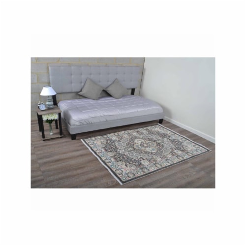 4 ft. 8 in. x 6 ft. 9 in. Machine Woven Crossweave Polyester Oriental Rectangle Area Rug, Bei Perspective: front