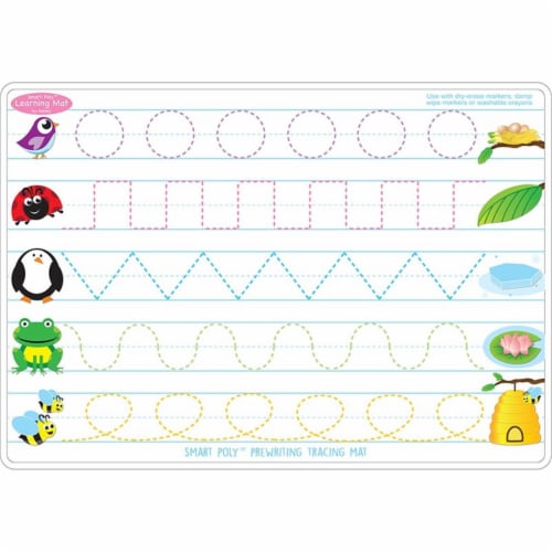 12 x 17 in. Double Sided Prewrite & Shapes Learning Mat Perspective: front