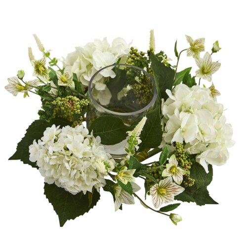 Hydrangea Artificial Arrangement Candelabrum Silk Arrangements Perspective: front