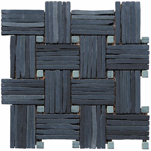 Basketweave Interloacked Mosaic Blend - Black Slate Perspective: front